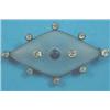 Image 1 : A late 19th century navette shaped gold and silver brooch, designed as a frosted glass plaque mil...
