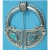 Image 1 : A white metal Celtic design cloak pin, with pierced work animal and bird decoration and collet se...