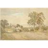 Image 1 : Stephen J Bowers (fl.1879-1891)Watercolour,Ploughing in an extensive landscape,Signed,10 x 14.5 i...