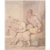 Image 1 : Thomas Rowlandson (1756-1827)Pen, ink and watercolour,Darning the Sock,Signed,10.5 x 8.25 ins....