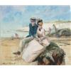 Image 1 : John Strickland Goodall (1908-1996)Watercolour,"The Question"; proposal on a beach,Signed,6.25 x...