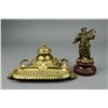 Image 1 : Chinese Metal Gilt Figure & Ink Box