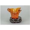 Image 2 : Chinese Lotus Carved Horn Cup