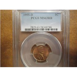 1955-D LINCOLN CENT PCGS MS63RB