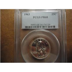 1963 WASHINGTON SILVER QUARTER PCGS PR68