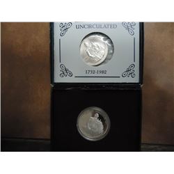 1982-D & S WASHINGTON COMMEMORATIVE SILVER HALVES UNC AND PROOF, ORIGINAL US MINT PACKAGING