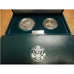 1995-S CIVIL WAR BATTLEFIELD 2 COIN PROOF SET CONTAINS: SILVER DOLLAR AND CLAD HALF, ORIGINAL US MIN