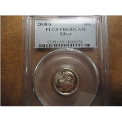 2000-S SILVER ROOSEVELT DIME PCGS PR69 DCAM