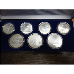 1980 RUSSIA 7 COIN OLYMPIC SILVER SET PROOF CONTAINS: 4 - 5 ROUBLES & 3-10 ROUBLES. ORIGINAL MINT PA