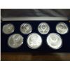Image 2 : 1980 RUSSIA 7 COIN OLYMPIC SILVER SET PROOF CONTAINS: 4 - 5 ROUBLES & 3-10 ROUBLES. ORIGINAL MINT PA
