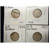 Image 1 : 1940,41,42 & 43 GREAT BRITAIN SILVER 6 PENCE 1 WITH WRITING ON THE COIN