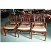 Image 1 : Six George III replica dining chairs by Theodore Alexander with interlacing trellis back and grey si