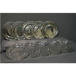 Ten 11" diameter sterling silver " San Francisco" chargers (X10) each weighing 1 lb.
