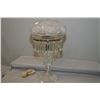 Image 1 : Antique silver plate and wheel cut crystal table lamp with intricately cut domed crystal shade and h