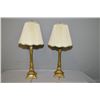 Image 1 : A pair of matching candle stick style quality brass table lamps