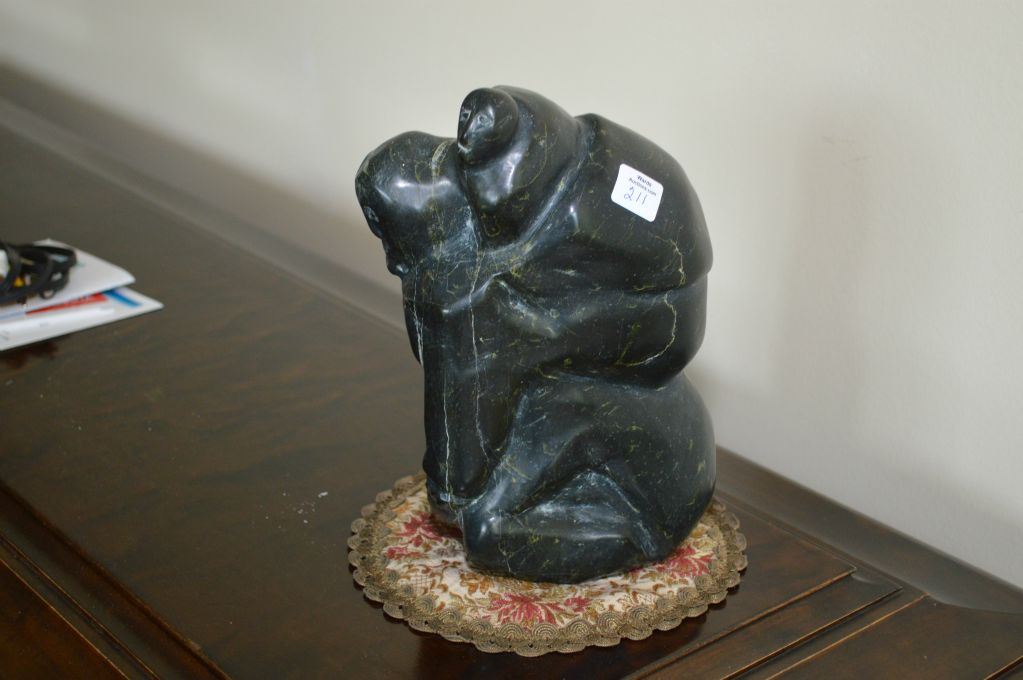 Soapstone carving of an Inuit mother and child, no signature seen, note