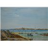 Image 1 : Framed watercolour of a harbour scene signed by artist (?) Jack Cowan, 11" X 15"