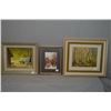 Image 1 : Three original artworks including oil on canvas, titled on verso "Birches in Anzak" signed by artist
