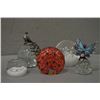 Image 1 : Selection of glass paperweights including clear bubble globe with pewter fairy, clear globe with pew