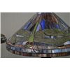 Image 2 : A pair of cast and marble based figural table lamps with dragon fly motif leaded glass shades