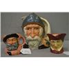 Image 1 : One large Royal Doulton character jug Don Quixote D6455 and two small character jugs including Falst