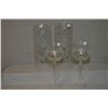 Image 1 : A set of etched glass hurricane and a pair of stem style Diva candle holders 16" in height