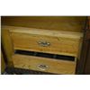 Image 2 : Small oak side board with two doors and fitted flatware drawers and carved decoration