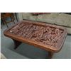 Image 1 : African carved pictorial panel table with hand carved and peg supports