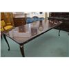 Image 1 : Solid mahogany Gibbard Canadian Legacy dining table with three skirted 16" insert leaves, six dining