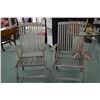 Image 1 : Two weathered wooden Parisian style folding deck chairs