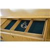 Image 2 : Quarter cut oak side board with three drawer, two doors and mirrored back board
