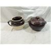 Image 1 : LOT 2 BROWN GLAZE POTTERY BOWLS