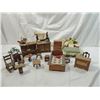 Image 1 : BOX LOT VINTAGE WOODEN DOLLHOUSE FURNITURE