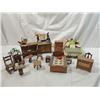 Image 2 : BOX LOT VINTAGE WOODEN DOLLHOUSE FURNITURE