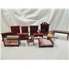Image 2 : BOX LOT DARK WOOD DOLLHOUSE FURNITURE