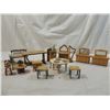 Image 2 : BOX LOT VINTAGE WOODEN DOLLHOUSE FURNITURE