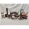 Image 1 : BOX LOT VINTAGE DARK WOOD DOLLHOUSE FURNITURE