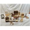 Image 1 : BOX LOT ASSORTED VINTAGE WOODEN DOLLHOUSE FURNITUE