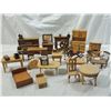 Image 1 : BOX LOT VINTAGE WOODEN DOLLHOUSE FURNITURE