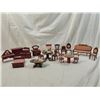 Image 1 : BOX LOT RED WOOD DOLLHOUSE FURNITURE