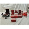 Image 1 : BOX LOT DARK WOODEN DOLLHOUSE FURNITURE