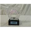 Image 1 : CARVED GLASS HEART DOLPHINS ON LIGHT BASE