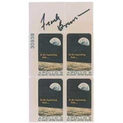 Frank Borman Signed Photograph and Stamp Block