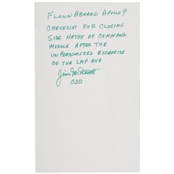 Jim McDivitt’s Apollo 9 Flown Cue Card