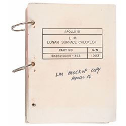 Apollo 16 Mock-up Copy of Apollo 15’s Lunar Surface Checklist