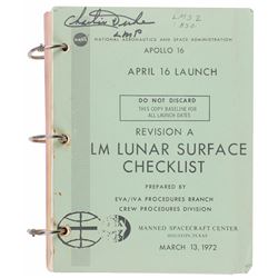 Charlie Duke Signed Apollo 16 Checklist
