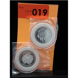 2 x .999 Fine Silver Art Rounds