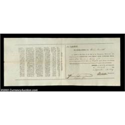 Coshecton and Great Bend Turnpike Company (Pennsylvania) One share from 1809. A printed portion at t