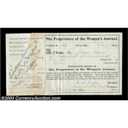 Henry Blackwell - The Proprietors of the Woman's Journal (Massachusetts) This one share certificate.