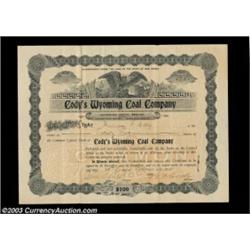 William F. "Buffalo Bill" Cody - Cody's Wyoming Coal Company (Wyoming) This 1904 certificate for 25.